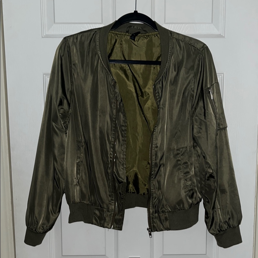 Olive Green Women's Bomber Jacket